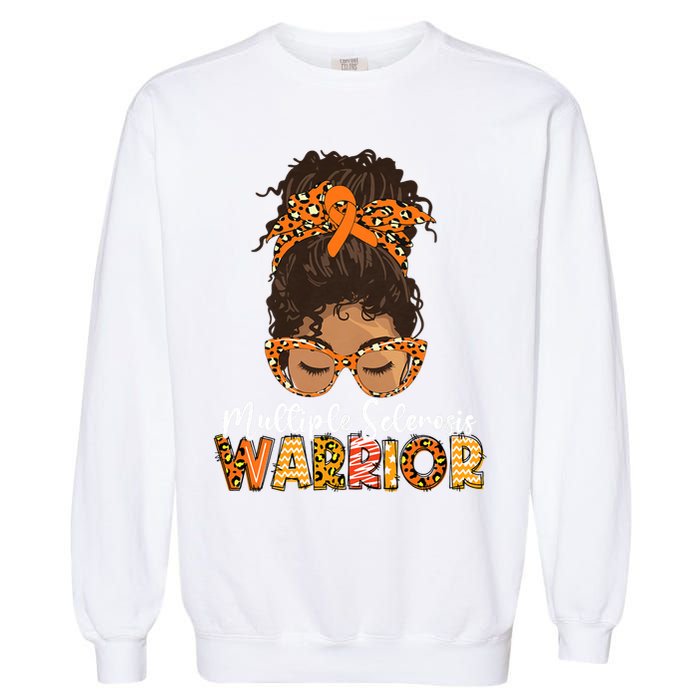 Womens MS Warrior Messy Bun - Multiple Sclerosis Awareness Garment-Dyed Sweatshirt