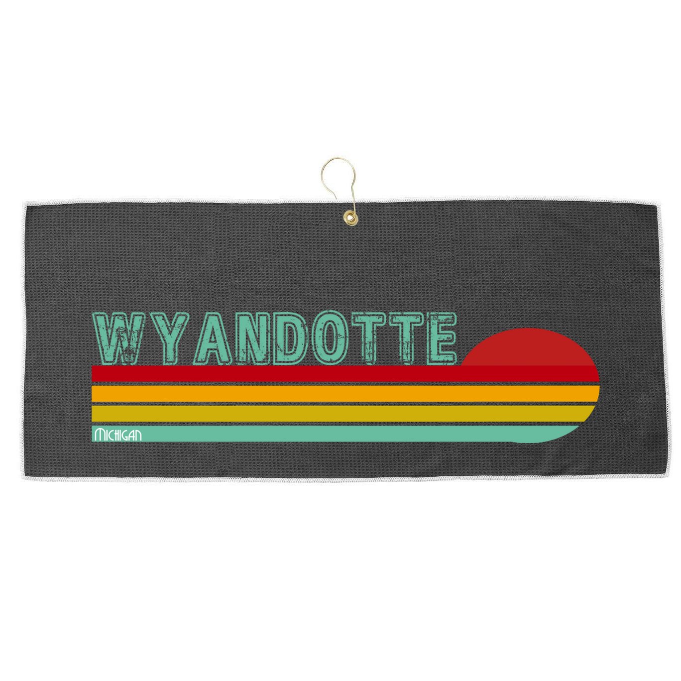 Wyandotte Michigan Large Microfiber Waffle Golf Towel