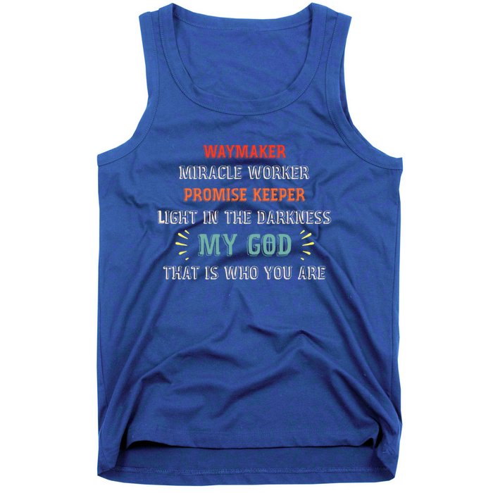 Waymaker Miracle Worker Promise Keeper John 3:16 Christian Gift Tank Top