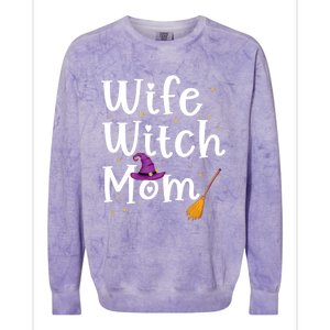 Wife Mom Witch Funny Halloween Costume For Mommy Gift Colorblast Crewneck Sweatshirt