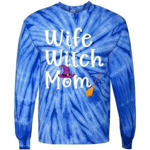 Wife Mom Witch Funny Halloween Costume For Mommy Gift Tie-Dye Long Sleeve Shirt