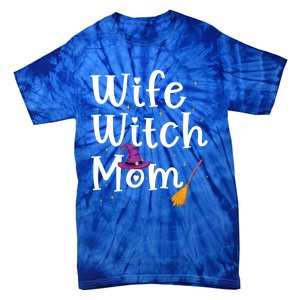 Wife Mom Witch Funny Halloween Costume For Mommy Gift Tie-Dye T-Shirt