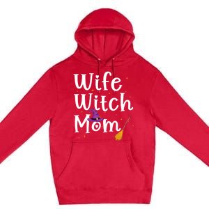 Wife Mom Witch Funny Halloween Costume For Mommy Gift Premium Pullover Hoodie