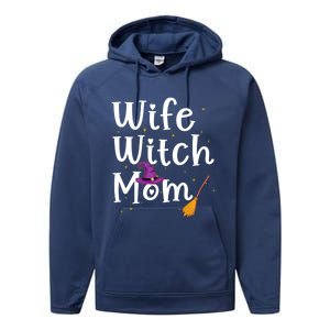 Wife Mom Witch Funny Halloween Costume For Mommy Gift Performance Fleece Hoodie