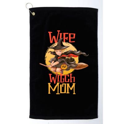 Wife Mom Witch Funny Halloween Costume Gift Platinum Collection Golf Towel