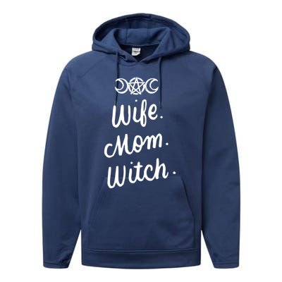 Wife Mom Witch Funny Halloween Funny Gift Witchcraft Wicca Gift Performance Fleece Hoodie