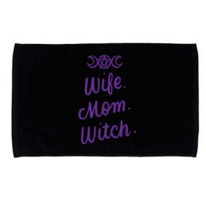 Wife Mom Witch Funny Halloween Funny Gift Witchcraft Wicca Gift Microfiber Hand Towel