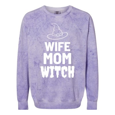 Wife Mom Witch Halloween Funny Joke Gift Colorblast Crewneck Sweatshirt