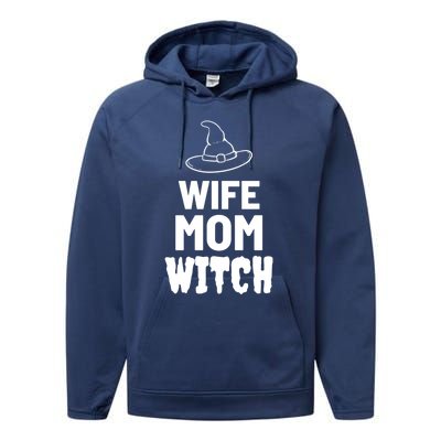 Wife Mom Witch Halloween Funny Joke Gift Performance Fleece Hoodie