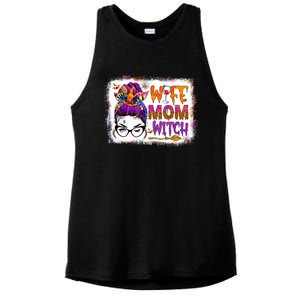 Wife Mom Witch Messy Bun Hair Skull Halloween Costumes Gift Ladies PosiCharge Tri-Blend Wicking Tank