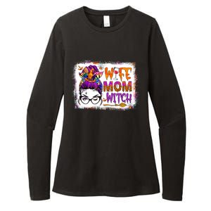 Wife Mom Witch Messy Bun Hair Skull Halloween Costumes Gift Womens CVC Long Sleeve Shirt