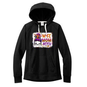 Wife Mom Witch Messy Bun Hair Skull Halloween Costumes Gift Women's Fleece Hoodie