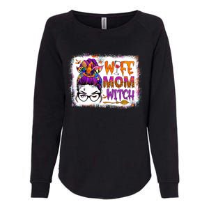 Wife Mom Witch Messy Bun Hair Skull Halloween Costumes Gift Womens California Wash Sweatshirt