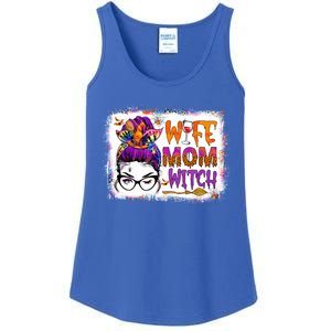 Wife Mom Witch Messy Bun Hair Skull Halloween Costumes Gift Ladies Essential Tank