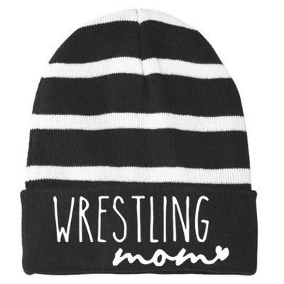 Wrestling Mom Wrestler Mom Striped Beanie with Solid Band