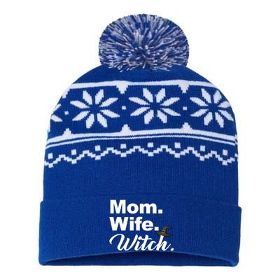 Wife Mom Witch Novelty Halloween Meaningful Gift USA-Made Snowflake Beanie