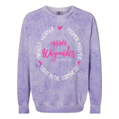 Waymaker Miracle Worker Promise Keeper Isaiah 4216 Colorblast Crewneck Sweatshirt