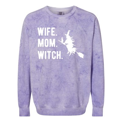 Wife Mom Witch Gift Funny Halloween Mom Gift Colorblast Crewneck Sweatshirt