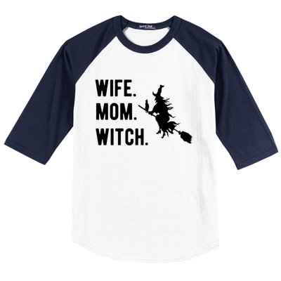 Wife Mom Witch Gift Funny Halloween Mom Gift Baseball Sleeve Shirt