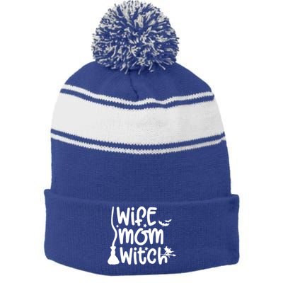 Wife Mom Witch Great Gift Stripe Pom Pom Beanie