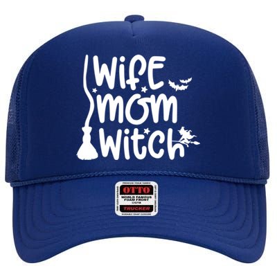 Wife Mom Witch Great Gift High Crown Mesh Back Trucker Hat