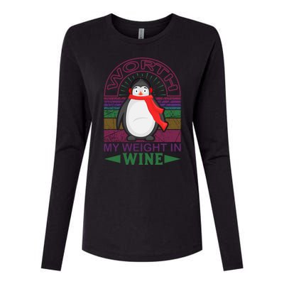 Worth My Weight In Wine Womens Cotton Relaxed Long Sleeve T-Shirt