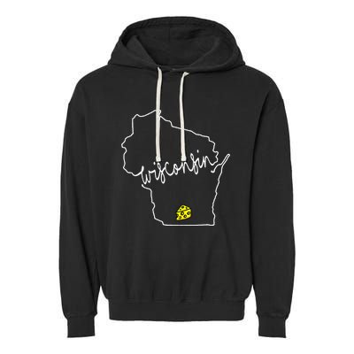 Womens Madison Wisconsin Cheese Funny WI Home State Garment-Dyed Fleece Hoodie