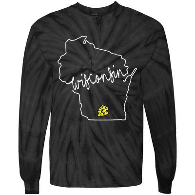 Womens Madison Wisconsin Cheese Funny WI Home State Tie-Dye Long Sleeve Shirt