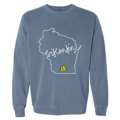 Womens Madison Wisconsin Cheese Funny WI Home State Garment-Dyed Sweatshirt