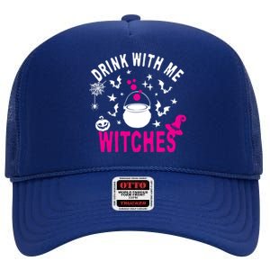 With Me Witches Be Crazy Drunken Witch Halloween Gift High Crown Mesh Back Trucker Hat