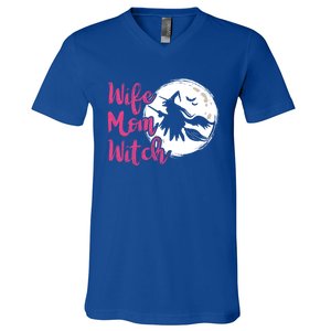 Wife Mom Witch Witch Halloween Costume Gift V-Neck T-Shirt