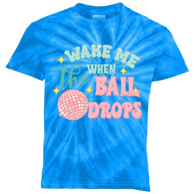 Wake Me When The Ball Drops New Year Eve 2024 Gift Kids Tie-Dye T-Shirt