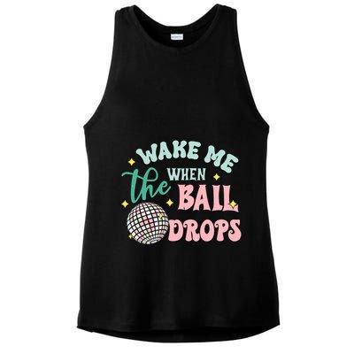 Wake Me When The Ball Drops Retro Happy New Year Meaningful Gift Ladies PosiCharge Tri-Blend Wicking Tank
