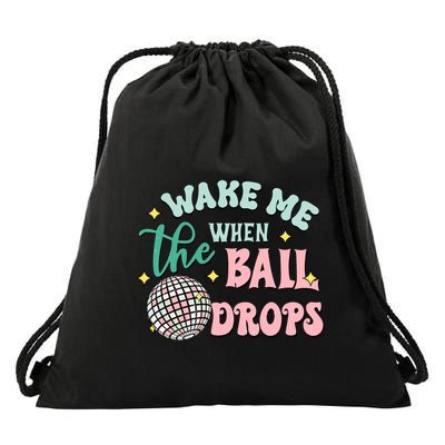 Wake Me When The Ball Drops Retro Happy New Year Meaningful Gift Drawstring Bag