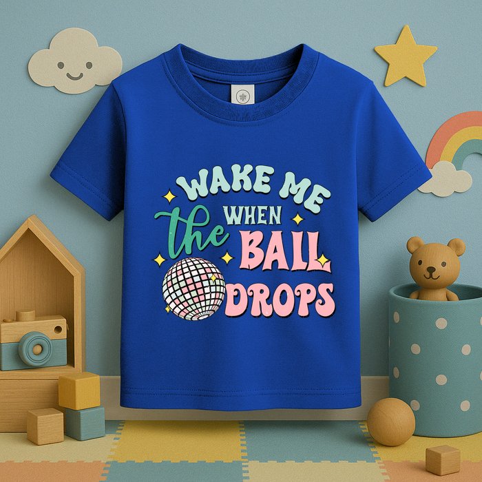 Wake Me When The Ball Drops Retro Happy New Year Meaningful Gift Toddler T-Shirt
