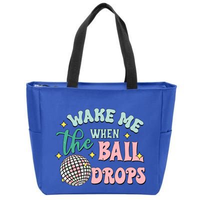 Wake Me When The Ball Drops Retro Happy New Year Meaningful Gift Zip Tote Bag