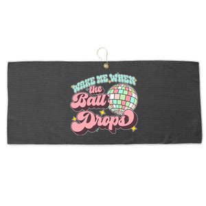 Wake Me When The Ball Drops Happy New Year 2024 Gift Large Microfiber Waffle Golf Towel