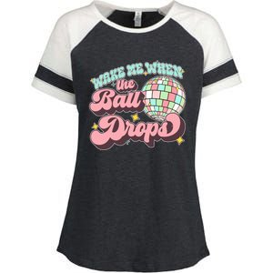 Wake Me When The Ball Drops Happy New Year 2024 Gift Enza Ladies Jersey Colorblock Tee