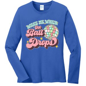 Wake Me When The Ball Drops Happy New Year 2024 Gift Ladies Long Sleeve Shirt