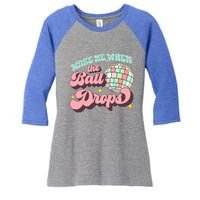 Wake Me When The Ball Drops Happy New Year 2024 Gift Women's Tri-Blend 3/4-Sleeve Raglan Shirt