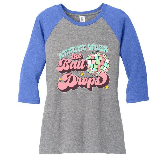 Wake Me When The Ball Drops Happy New Year 2024 Gift Women's Tri-Blend 3/4-Sleeve Raglan Shirt