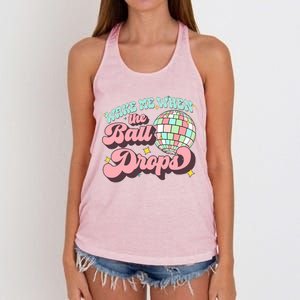 Wake Me When The Ball Drops Happy New Year 2024 Gift Women's Knotted Racerback Tank