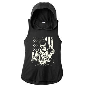 Welder Metal Worker Welding Blacksmithing July 4 US Flag Ladies PosiCharge Tri-Blend Wicking Draft Hoodie Tank