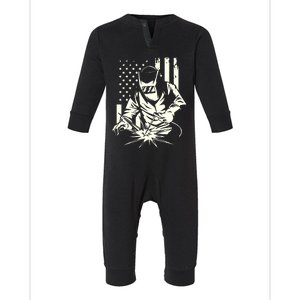 Welder Metal Worker Welding Blacksmithing July 4 US Flag Infant Fleece One Piece