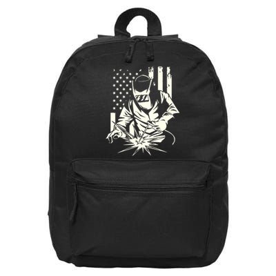 Welder Metal Worker Welding Blacksmithing July 4 US Flag 16 in Basic Backpack