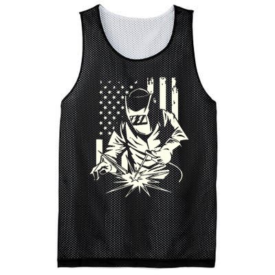 Welder Metal Worker Welding Blacksmithing July 4 US Flag Mesh Reversible Basketball Jersey Tank