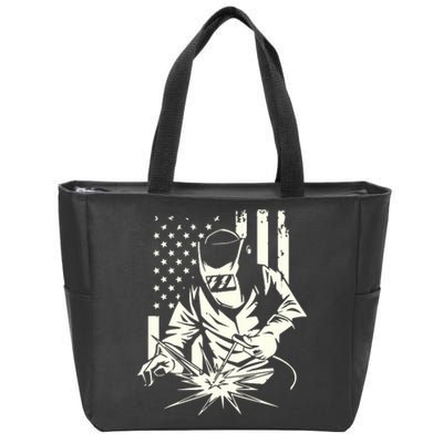 Welder Metal Worker Welding Blacksmithing July 4 US Flag Zip Tote Bag