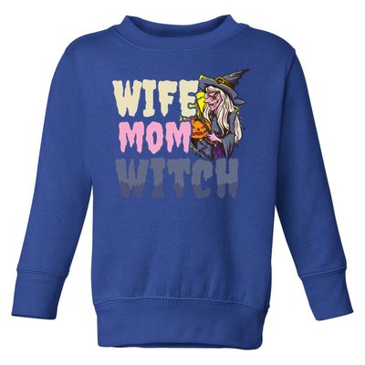 Wife Mom Witch Design Halloween Witch Gift Toddler Sweatshirt