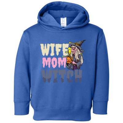 Wife Mom Witch Design Halloween Witch Gift Toddler Hoodie