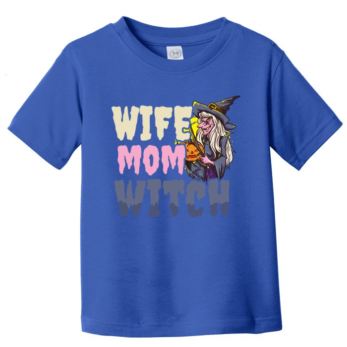 Wife Mom Witch Design Halloween Witch Gift Toddler T-Shirt